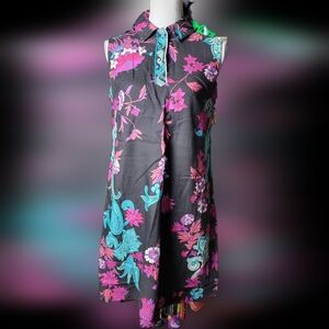 Bessi Dress Polo Button Sleeveless Flower Print Collar 8